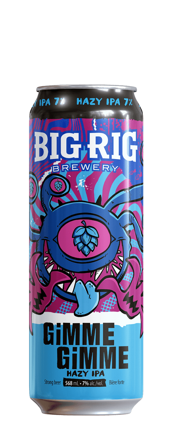 Big Rig Brewery Hazy IPA can with colorful design on a white background