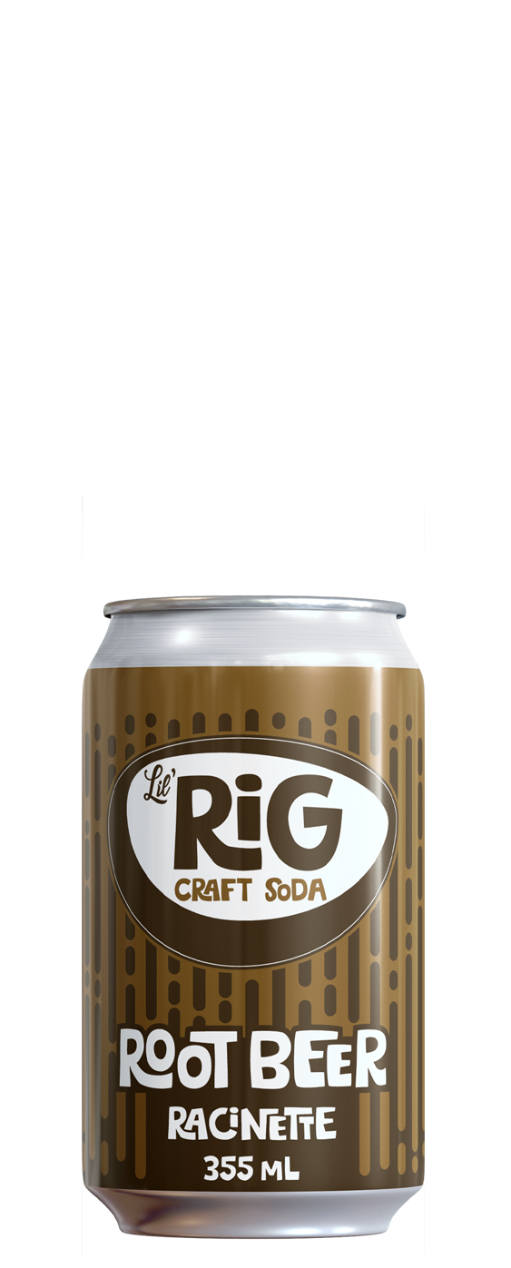 Can of Lil' Rig Root Beer on a white background
