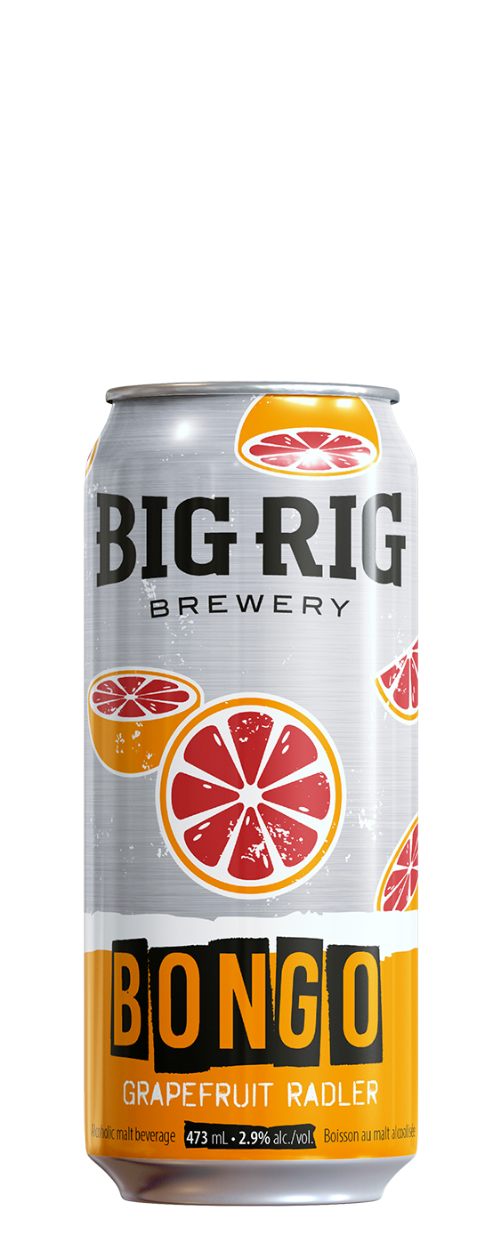 Can of Big Rig Brewery Bongo Grapefruit Radler on a white background